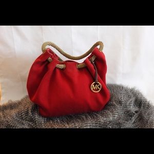 MK large marina red canvas tote